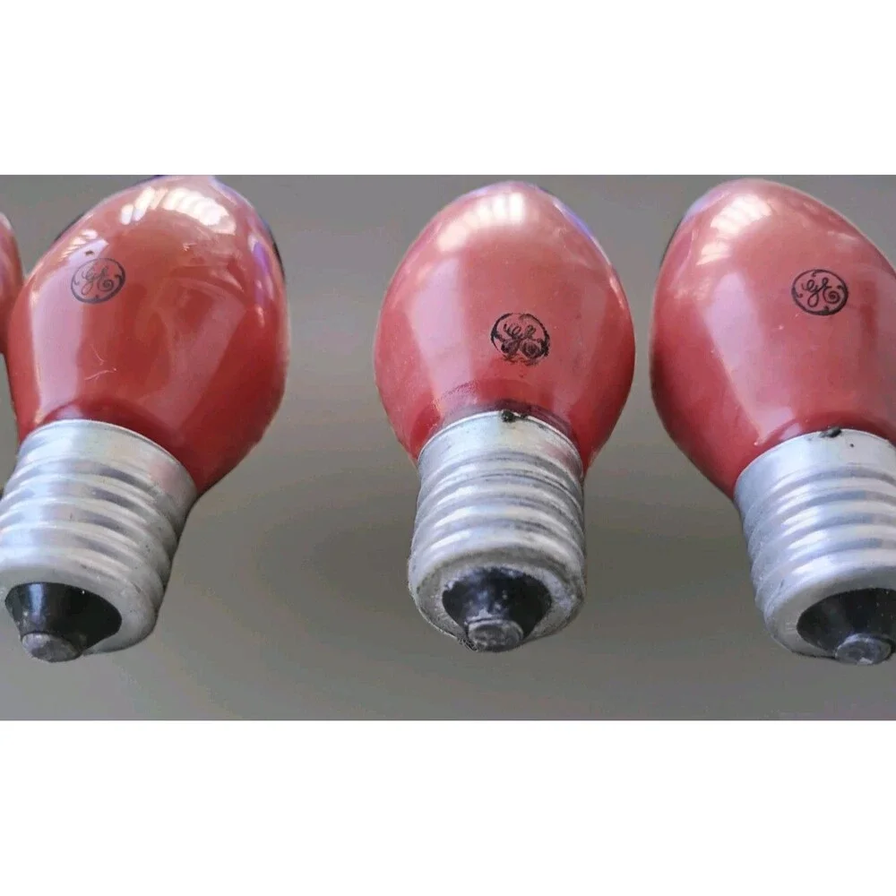 VTG Set Of (9) GE Red Ceramic Opaque C9 Christmas Replacement Light Bulbs 3